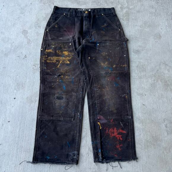 Carhartt Other - Vintage Y2K Carhartt faded black double knee work wear carpenter pants